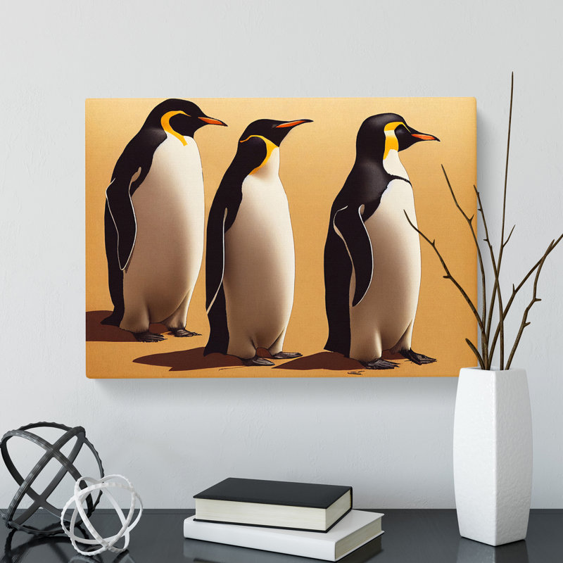 Trio Of Penguins - Wrapped Canvas, 35cm H x 50cm W x 3cm D