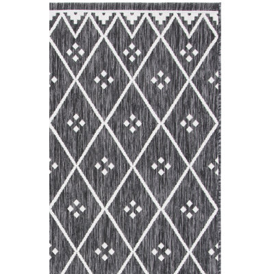 Maelle Geometric Black Indoor/Outdoor Area Rug