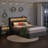 Upholstered Platform Bed with LED Lights, 4 Storage Drawers, Charging Station & Headboard Shelf-602166577