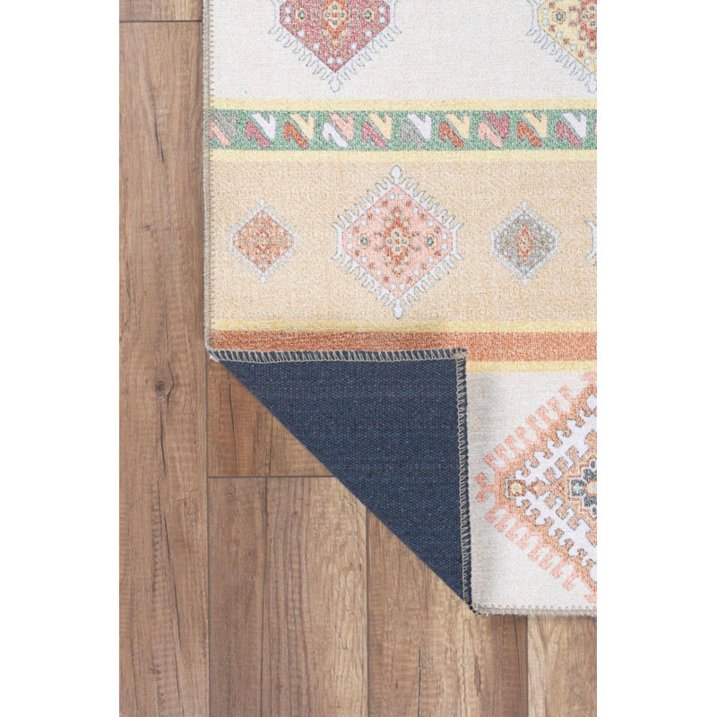Tapis décoratif crème / jaune Ottilie, Rond 8 pi 3 po
