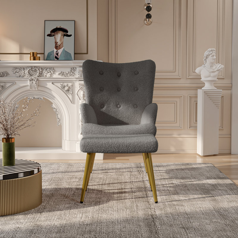 Ajkune Upholstered Accent Chair with Footstool