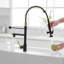Robinet de cuisine noir et doré avec douchette rétractable, rotation 360 °, empreinte digitale - escamotable moderne - doré, à teinture