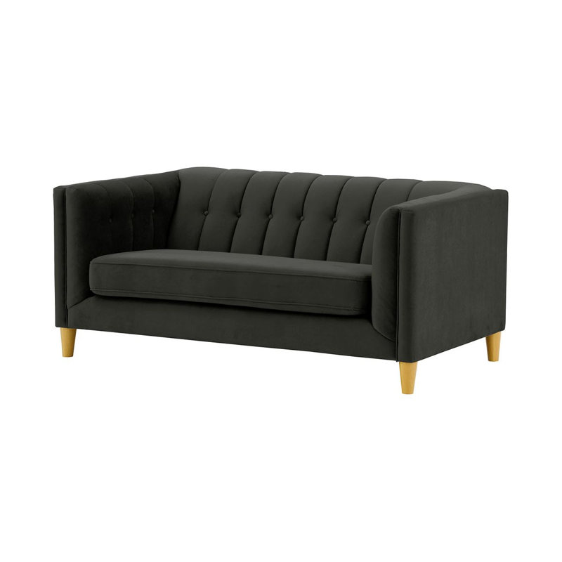 Orlis 2 Seater Velvet Sofa, Black