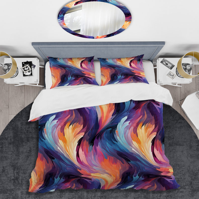 Ensemble de housse de couette Colorful Mystic Ikat Fusion, Housse de couette pour très grand lit et 2 très