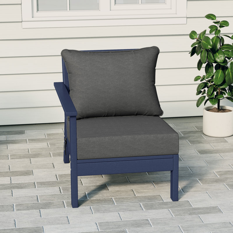 Chaise avec accoudoirs profonds à gauche avec coussins, Gris, Marine