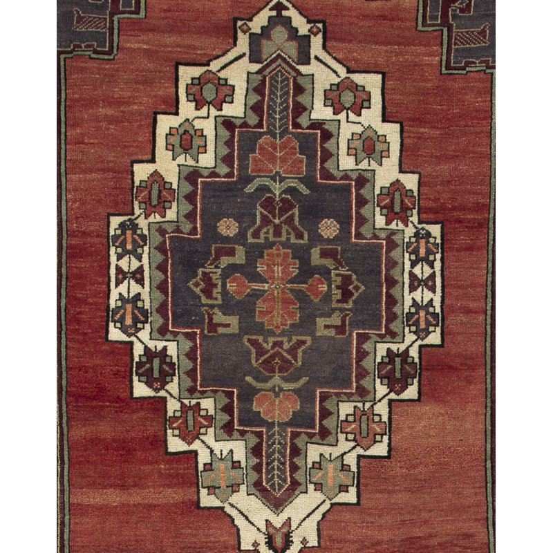 Tapis tribal turc rétro fait à la main. Tapis oriental unique en son genre