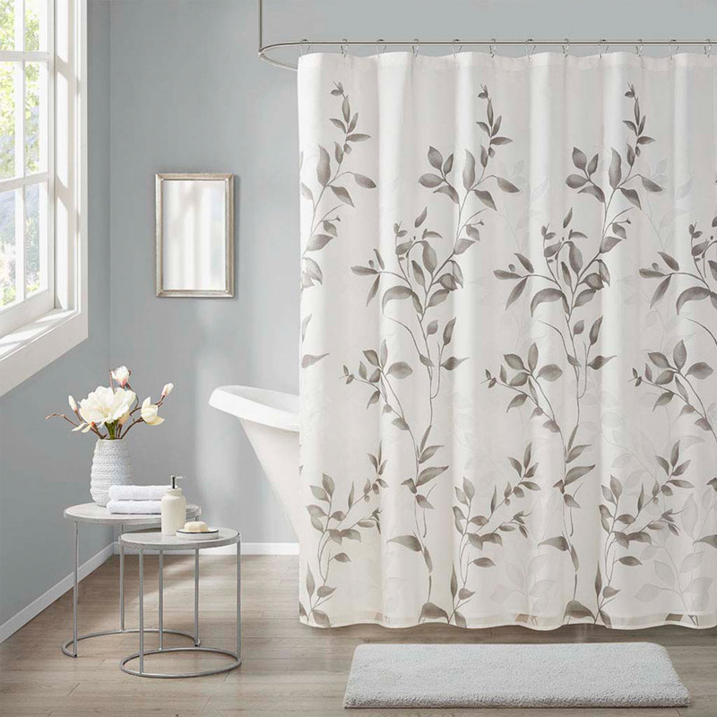 Cecellia Botanical Shower Curtain, Gray