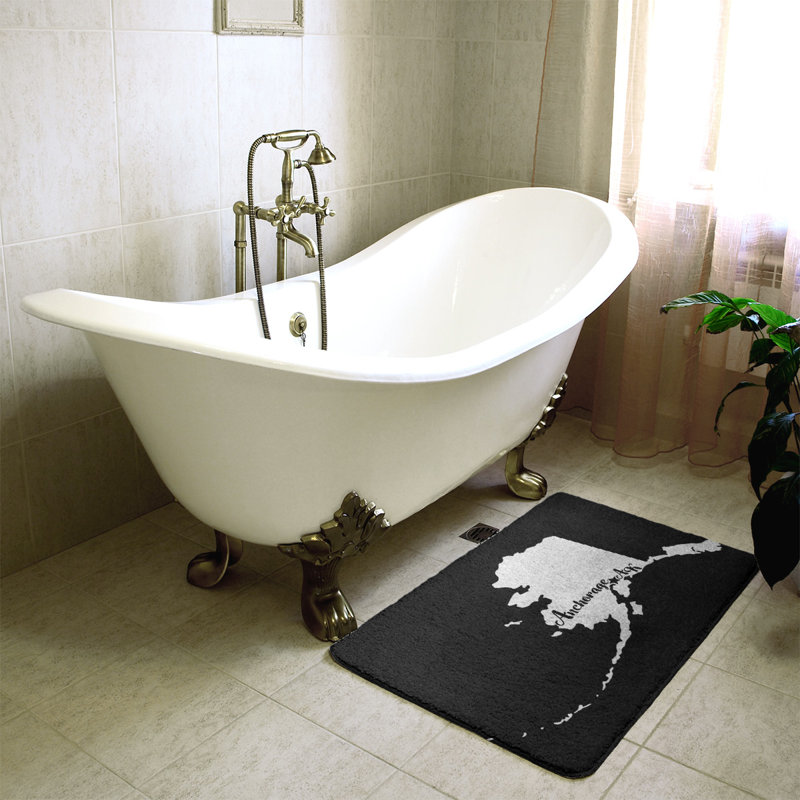 Tapis pour salle de bain ancrage alaska, l 21 po x L 34 po, Noir, Anchorage, Alaska