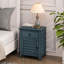 Placage bleu antique, H 25 po transitionnel, table de chevet, tiroir de rangement, table de bout-1556358269