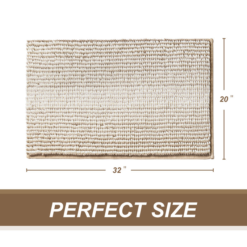 Tapis pour salle de bain en chenille douce Zager, L 32 po x l 20 po, Beige