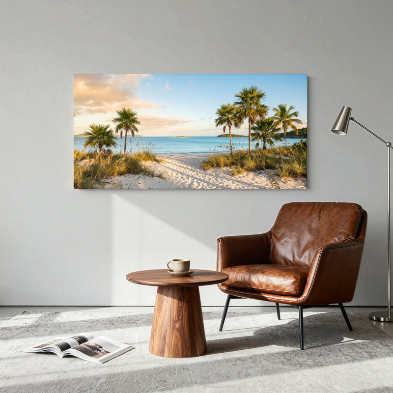 Ensemble de 1 tableau sur toile « Plage tropicale », 32“W x 16”H, Wrapped Canvas
