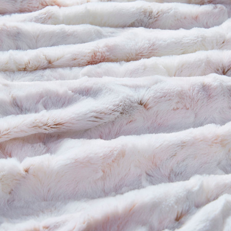 Jeté en fausse fourrure surdimensionné, Blanc / rosé
