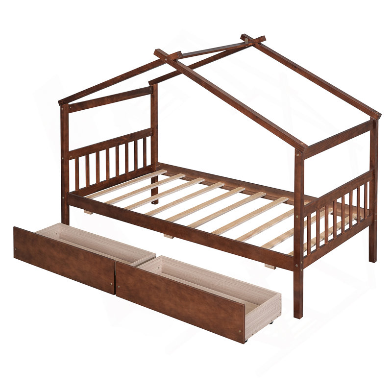 Lit en bois avec tiroirs