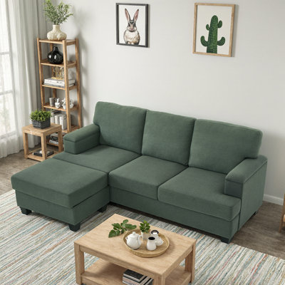 86" Modern L-Shaped Sofa with Storage Ottoman & Reversible Design, Comfy Sectional for Living Room by Latitude Run
