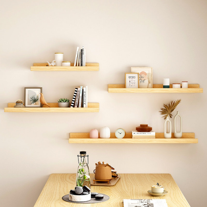 2 pièces en bois massif tablettes flottantes étagères murales support de rangement présentoir Ledge Nutbrown S, Brun