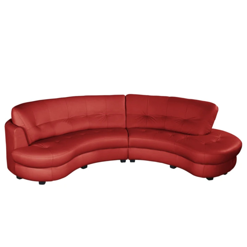Maura Genuine Leather Curved Corner Sofa , Right Hand Facing, Red