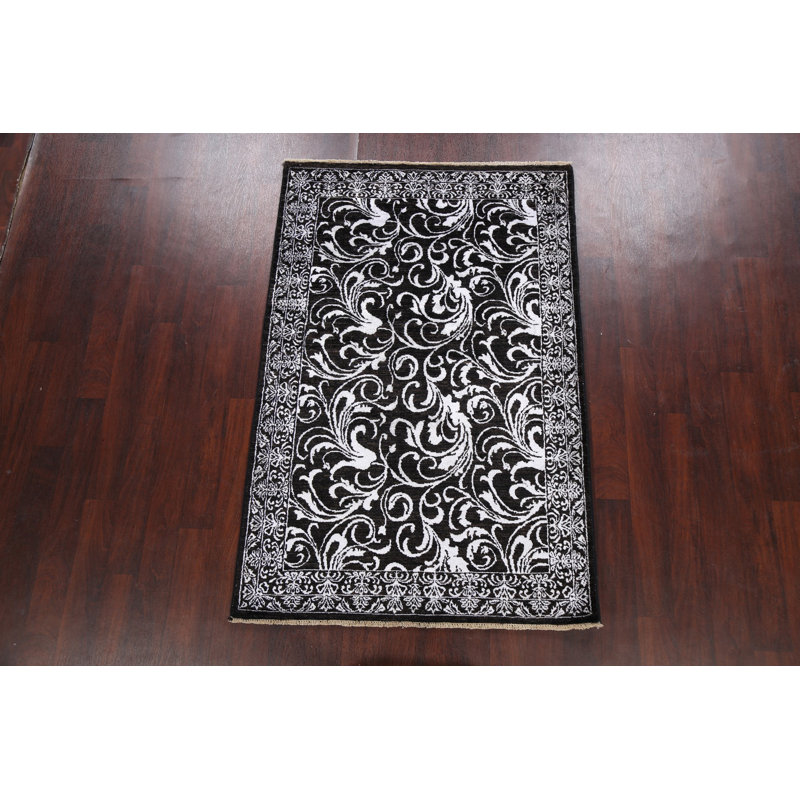 Tapis oriental floral à motif végétal noué à la main 4 x 6