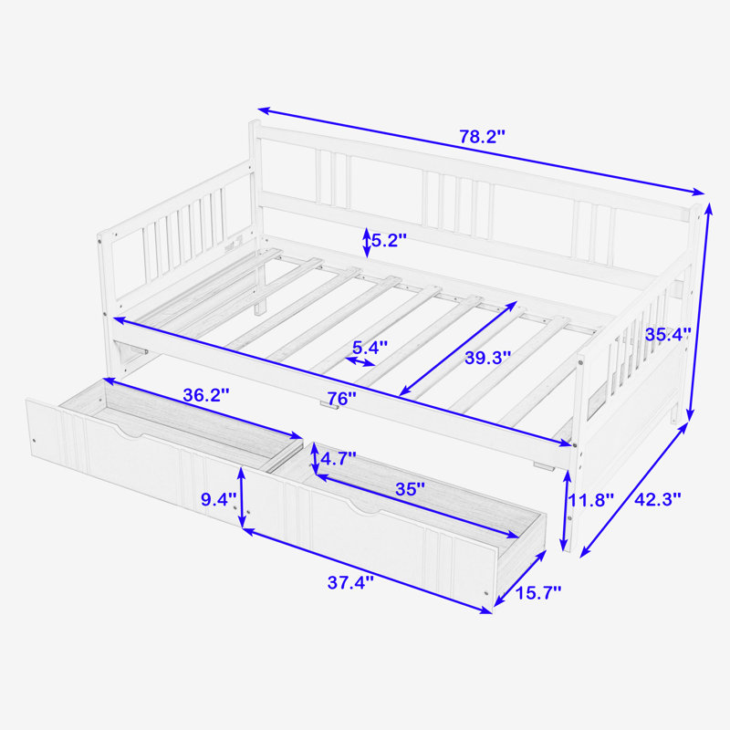 Wooden Daybed with 2 Drawers, Espresso, Twin