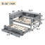Lit de jour double avec lit gigogne, lit de jour en bois avec tiroirs de rangement et tablettes latérales, lit de jour avec bureau,-1990156081-1990156080