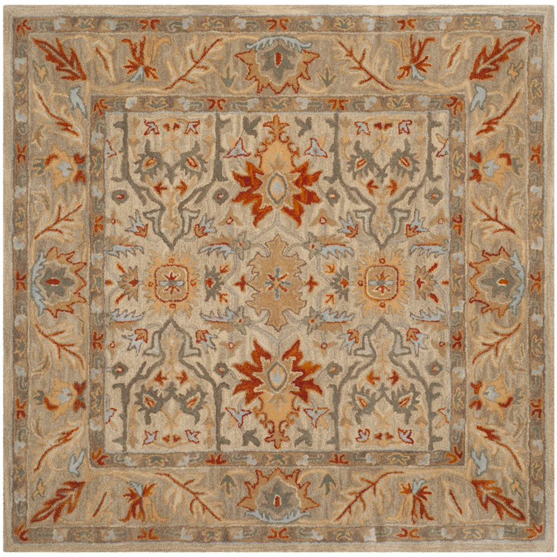 Antiquity Hand-Tufted Beige Area Rug, Square 6'