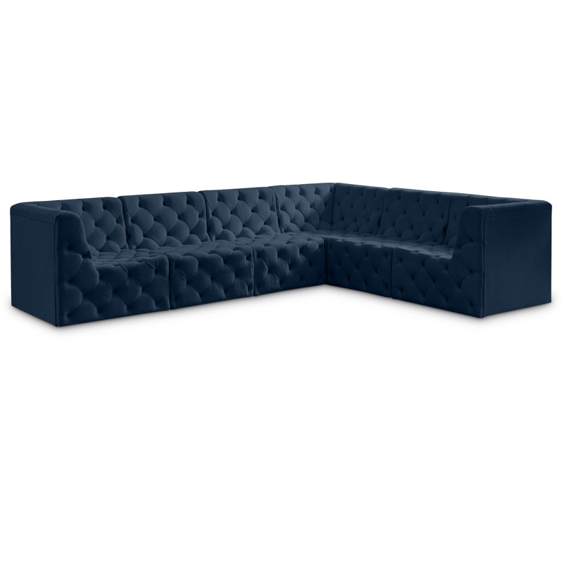 Canapé modulaire réversible en velours Izzobella, Velours bleu marine