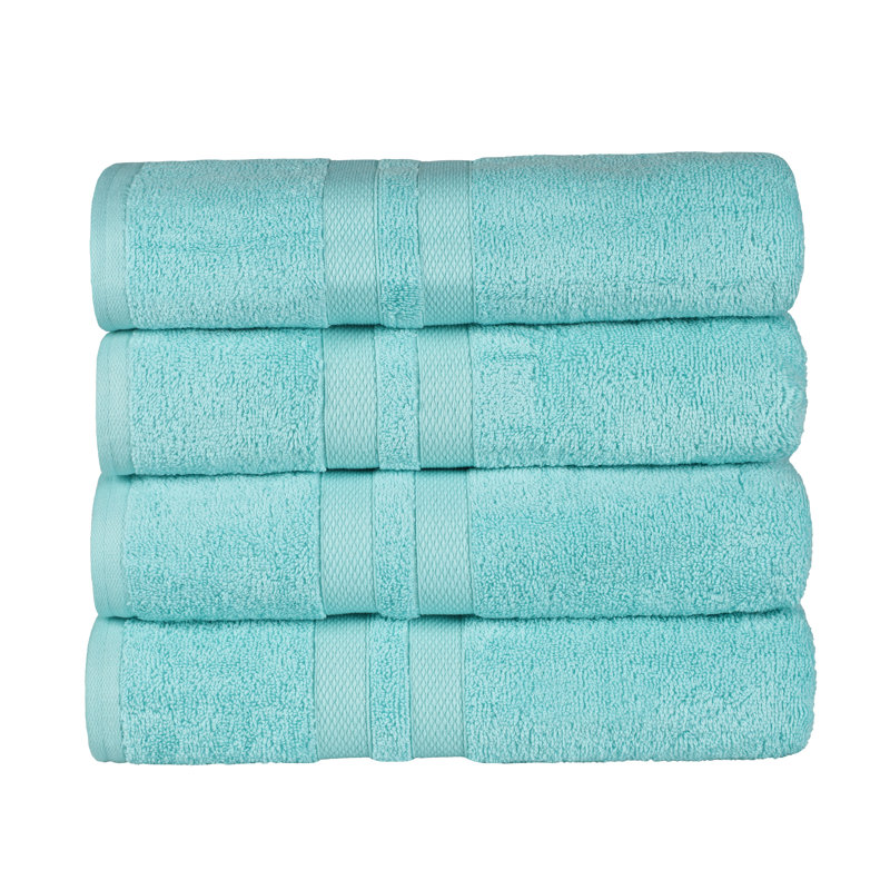 Winthrop 100% Cotton Quick-Drying Absorbent Solid Bath Towel Set , Cyan