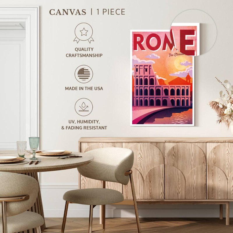 Affiche rétro de Rome, Rome, H 24 po x l 16 po