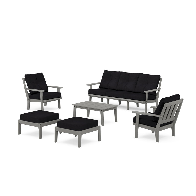 Oxford 6-Piece Lounge Sofa Set, Midnight Linen, Slate Gray