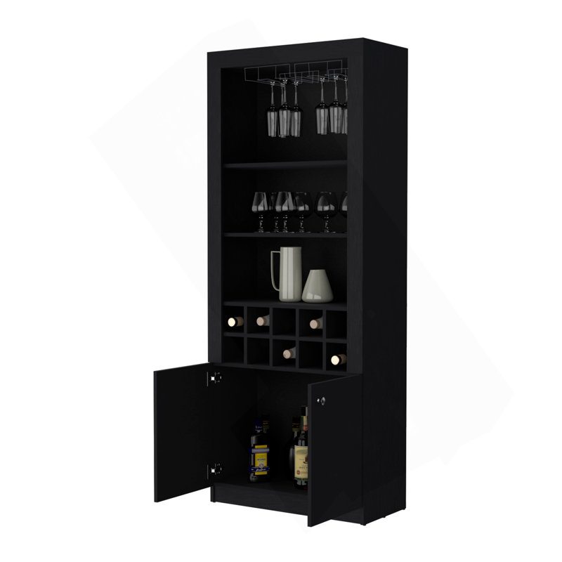 Bar Clover, avec rangement pour bouteilles de vin et trois tablettes