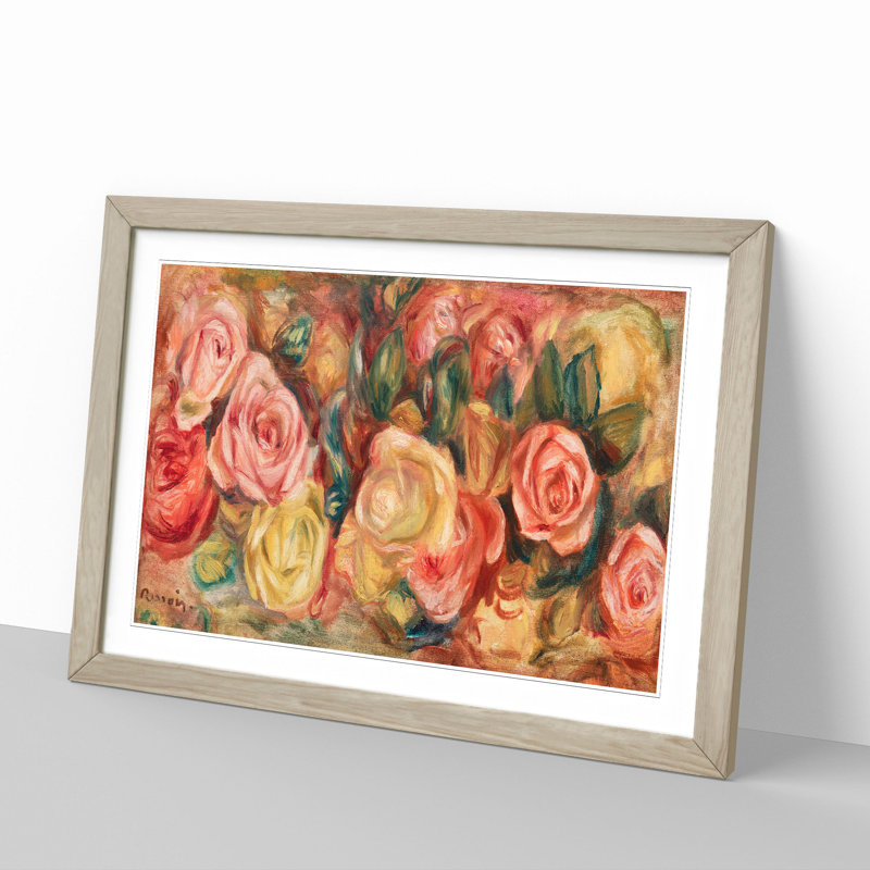 Roses - Picture Frame Graphic Art, 65cm H x 90cm W x 2cm D, Oak Framed