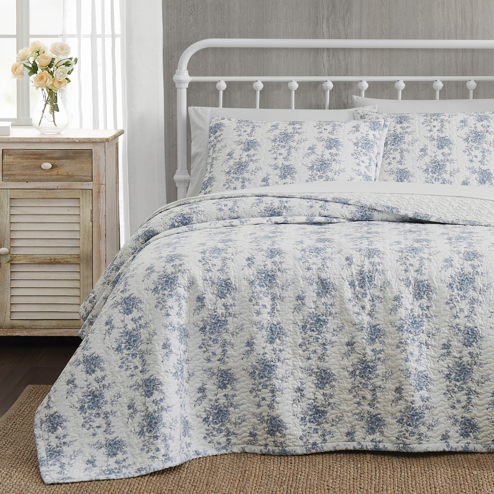 Cotton Quilt Set, Queen Quilt + 2 Standard Pillow Shams