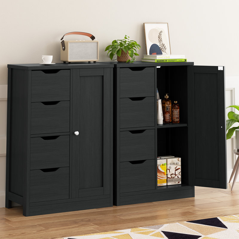 Free-Standing Bathroom Storage Cabinet, Black