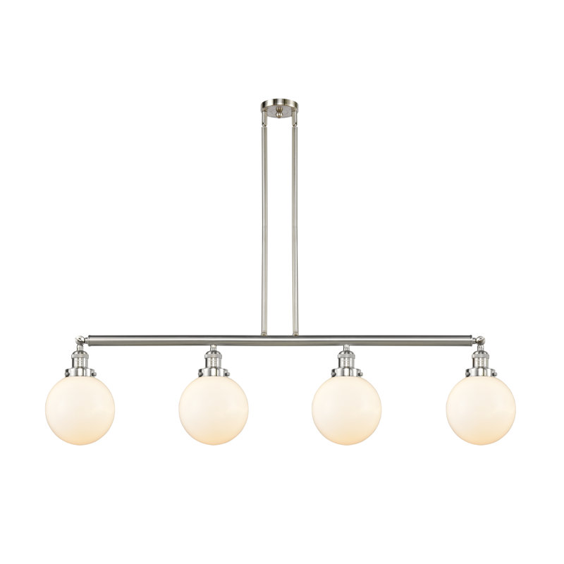 Leibowitz 4 - Light Kitchen Island Pendant, Matte White, Polished Chrome, LED