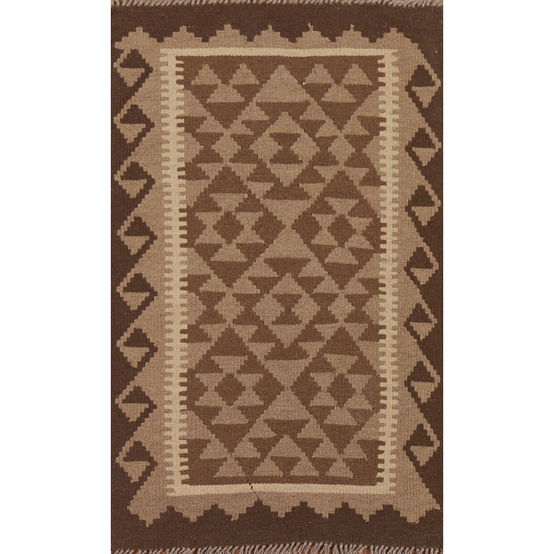 Tapis oriental réversible en laine Kilim 3 x 4