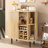 28" Fluted Wine Bar Cabinet with 8-Grid Wine Rack, 5-Level Adjustable Shelves, 2 Glass Holders, Smoothly Sliding Tambour Doors, 4 Hidden Storage Space on the Side,Modern Liquor Coffee Station, Natural-427791309