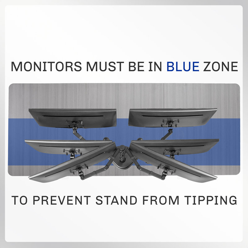 Black Adjustable Dual Monitor Desktop Stand with Cable Management