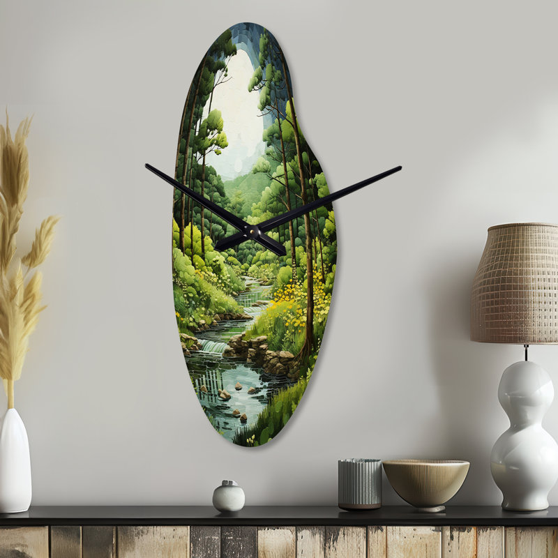 Mostajo - Curved Shape Large Forest 3D Wall Clock, Large