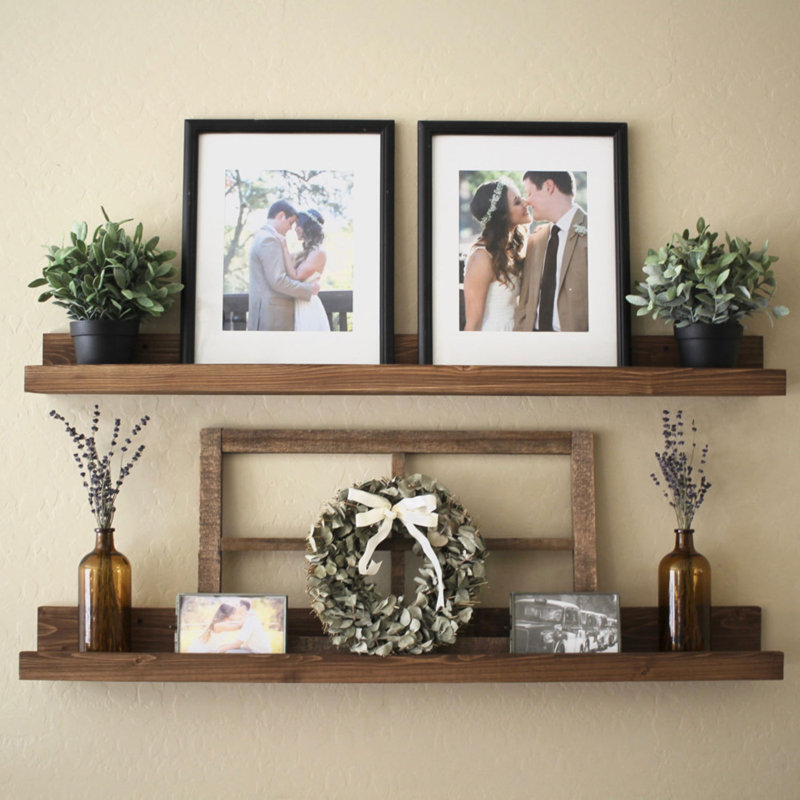 2 Piece Solid Wood Accent Shelf