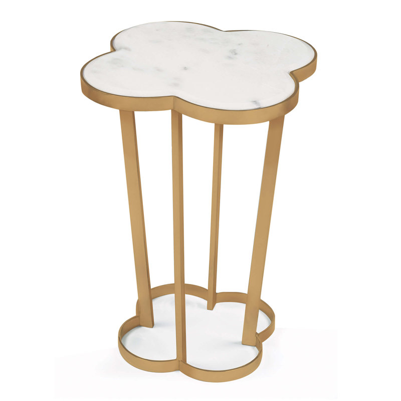 Clover Marble End Table, Natural Brass