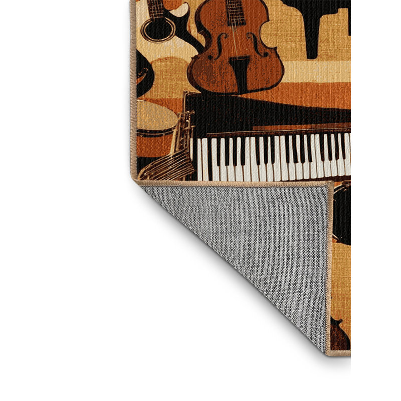  Tapis lavable de la collection d'instruments de musique lavable, Carré 3 pi