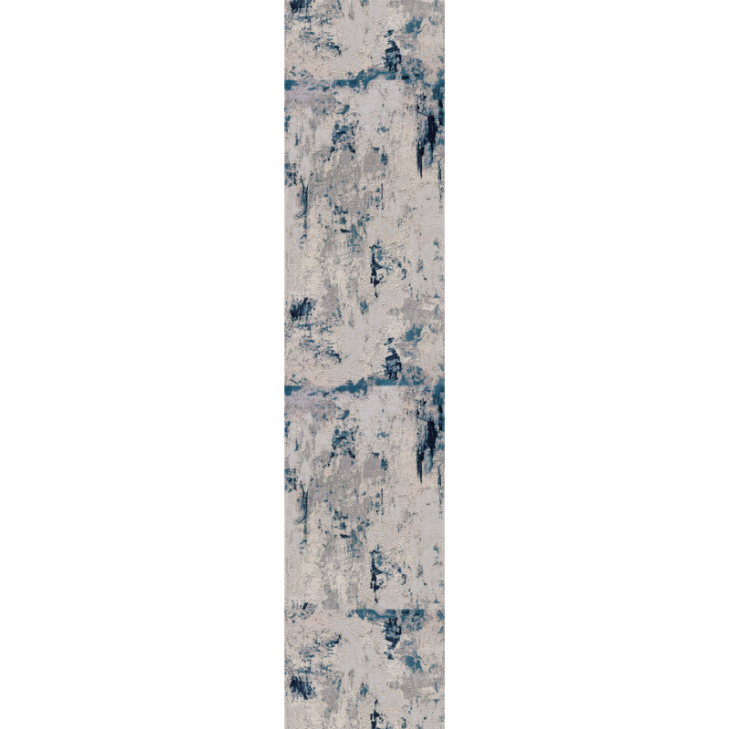 Rug Branch Amara 2' x 30' (2'3" x 30') Blue/Cream Abstract Indoor Runner Rug, Contemporary, Medium Pile, Stain-Resistant Hallway Carpet - Entryway, Mudroom, Bedroom, and Kitchen
