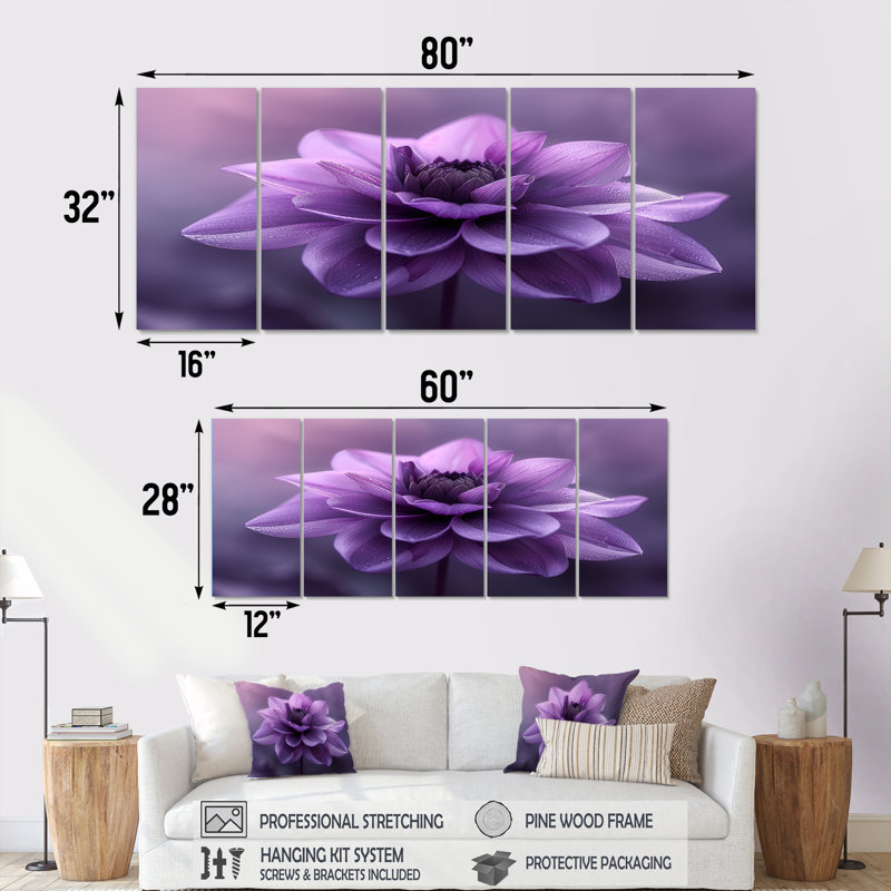 «Mauve Natures Nuance», impression d'art mural Dahlia, H 32 po x l 80 po