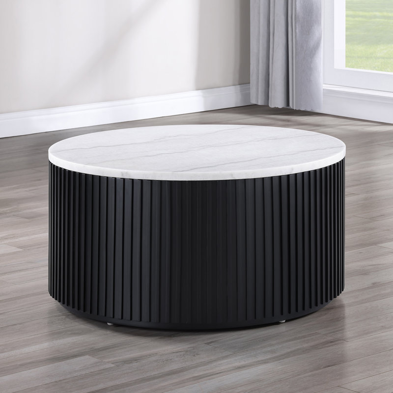 Table basse à roulettes Fiammetta, Plateau blanc / base noire