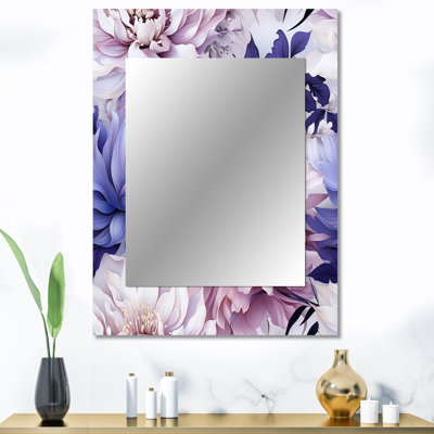 Keriann Exquisite Purple Beauty Floral Pattern - Floral Decorative Mirror, Cottage Large Wall Mirror, Printed Metal Art