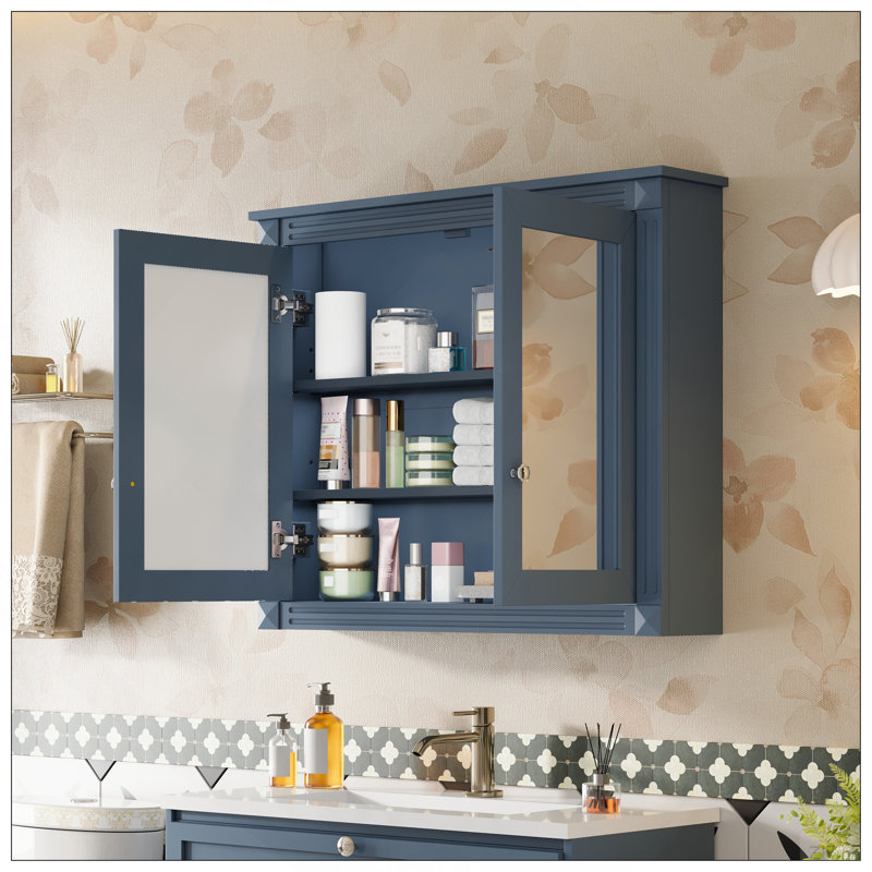 Armoire à pharmacie de 36 po x 28 po, armoire de rangement murale pour salle de bain, armoire de salle de bain moderne avec 2 miroirs, armoire à pharmacie, armoire à miroir avec 2 tablettes réglables
