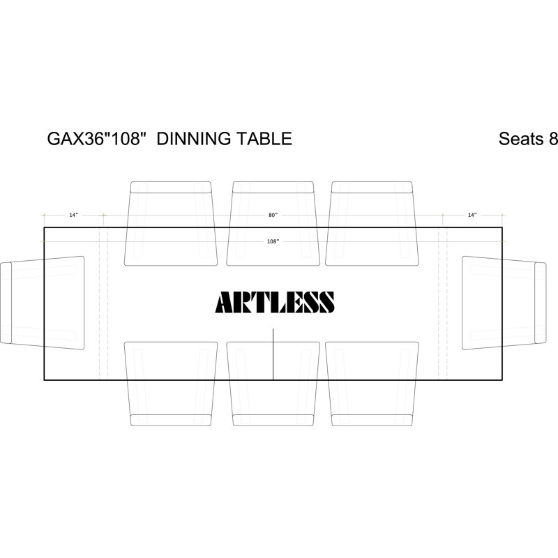 Gax Walnut Wood Dining Table, 36" W x 108" L, Polished Stainless Steel