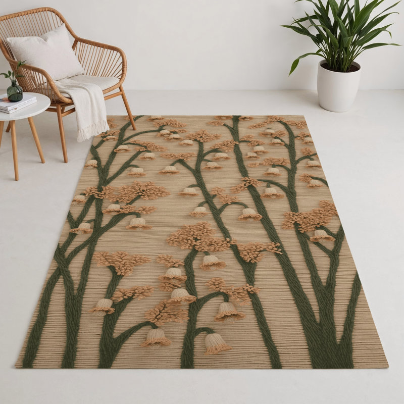 Tapis d'intérieur et d'extérieur brun Botanical, Rectangle 9 pi x 12 pi