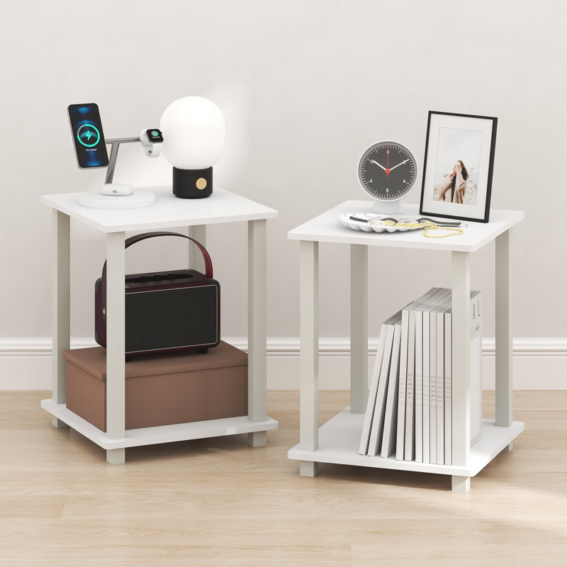 Table de chevet Bertrum, Blanc / blanc