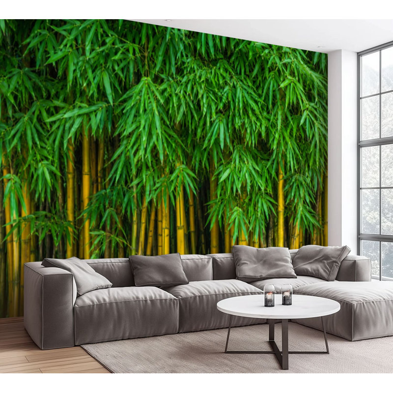 Papier peint adhésif autocollant amovible en bambou, papier peint pour salon, chambre à coucher H 100 po x l 144 po