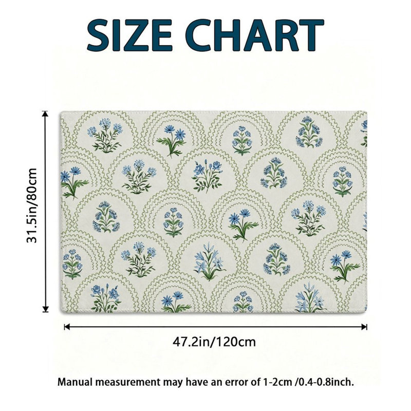 Tapis 120 pi x 80 cm à motif floral blanc cassé